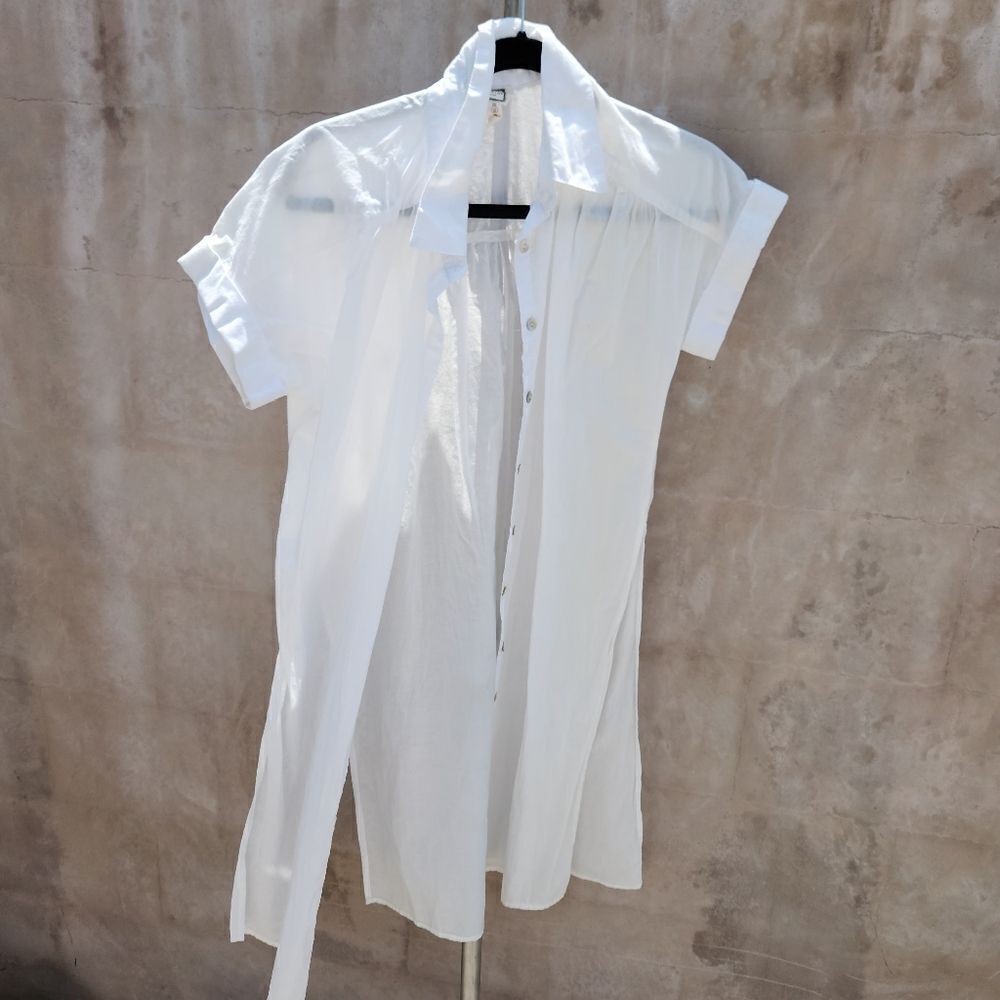 Mo:vint movint white cotton shirt dress